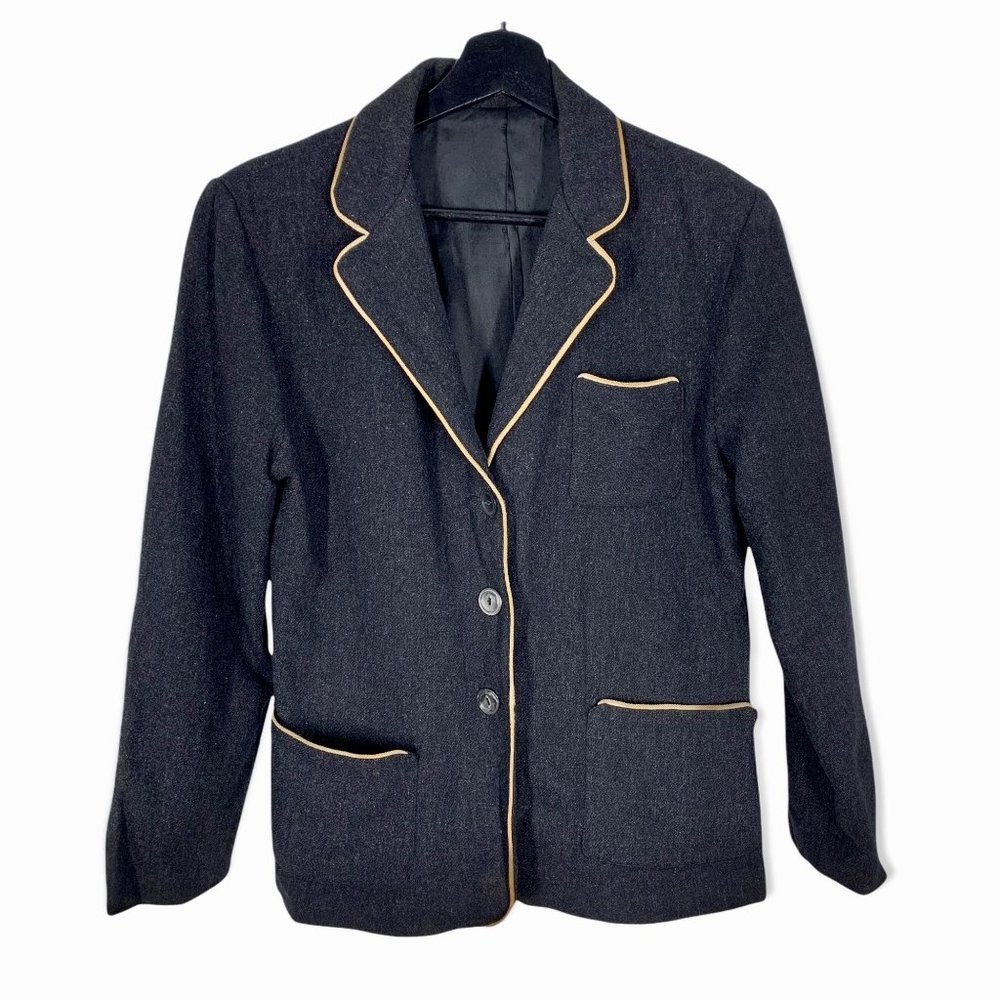 Vintage 70s Wool Dark Grey Blazer Medium